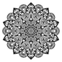 mandala décoratif floral. motif oriental rond. arabesques monochromes. coloriage. motif circulaire pour mehndi, tatouage, logo. illustration vectorielle. vecteur