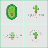 collection de logos de cactus dessinés à la main vecteur