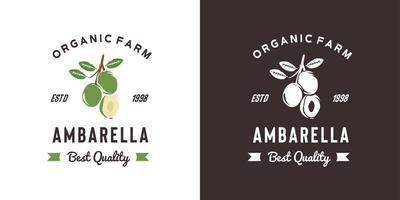 illustration de logo de fruits ambarella vintage adaptée à la fruiterie et à la ferme fruitière vecteur