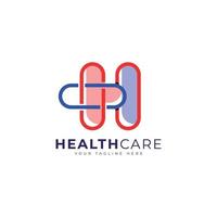 création de logo de soins de santé lettre marque h création de logo monogramme vecteur