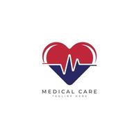 signe de battement de coeur concept de conception de logo de soins médicaux vecteur