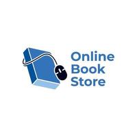 concept de conception de logo de librairie en ligne vecteur