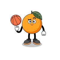 illustration de fruits orange en tant que joueur de basket vecteur