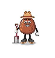 mascotte de dessin animé d'agriculteur de fruits de datte vecteur