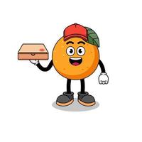 illustration de fruits orange en tant que livreur de pizza vecteur