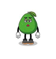 dessin animé de fruits d'avocat avec un geste de fatigue vecteur