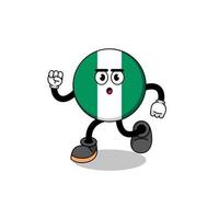 illustration de la mascotte du drapeau du nigeria en cours d'exécution vecteur