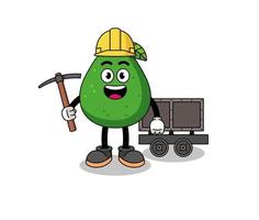 illustration de la mascotte du mineur de fruits d'avocat vecteur