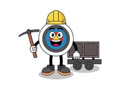 mascotte, illustration, de, tir arc, cible, mineur vecteur