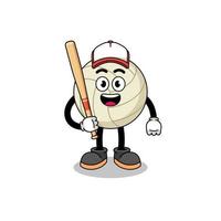 caricature de mascotte de volley-ball en tant que joueur de baseball vecteur