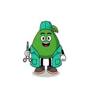 illustration de la mascotte de fruit d'avocat en tant que chirurgien vecteur