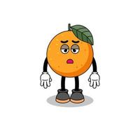 dessin animé de fruits orange avec un geste de fatigue vecteur