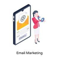 jetez un oeil à cette icône isométrique modifiable du marketing par e-mail vecteur