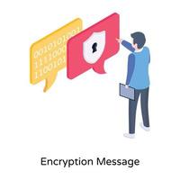 une icône isométrique moderne du message de cryptage vecteur