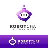 logo de chat robot ou bot. création de logo de technologie automatique de conversation moderne vecteur