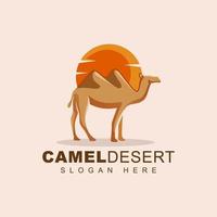 désert de chameau animal moderne en modèle vectoriel de conception de logo arabe