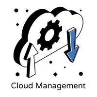 icône de gestion du cloud dans la conception isométrique vecteur