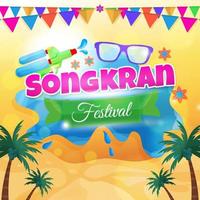 concept de festival de songkran vecteur