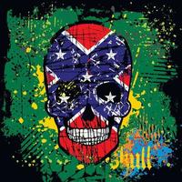 crâne avec drapeau, t-shirts design vintage grunge vecteur