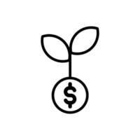 illustration d'investissement. feuille de plante sur pièce de monnaie. vecteur d'icône financière