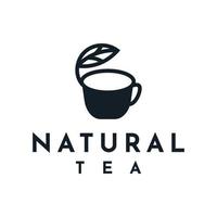 conception de tasse de logo de thé naturel vecteur