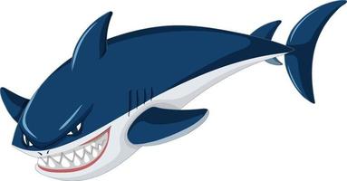 dessin animé agressif de grand requin blanc vecteur