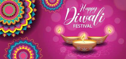 bannière du festival indien joyeux diwali