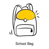 mettre la main sur l'icône de doodle de sac d'école vecteur