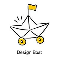 une icône accrocheuse dessinée à la main de bateau design vecteur