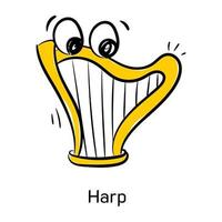 une icône de doodle pratique de harpe vecteur