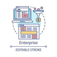 icône de concept d'entreprise. illustration de fine ligne d'idée de tarif d'abonnement crm. identité du client. base de données clients. gestion de la relation client. dessin de contour isolé de vecteur. trait modifiable vecteur