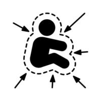 icône de glyphe du système immunitaire des enfants. symbole de la silhouette. vaccination, immunisation. immunologie. Immunité innée des enfants. tolérance aux infections. espace négatif. illustration vectorielle isolée vecteur