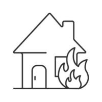 icône linéaire de maison en feu. illustration de la ligne mince. maison en feu. symbole de contour. dessin de contour isolé de vecteur