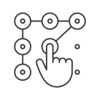 icône linéaire de modèle de verrouillage. illustration de la ligne mince. saisie manuelle du mot de passe du smartphone. symbole de contour. dessin de contour isolé de vecteur