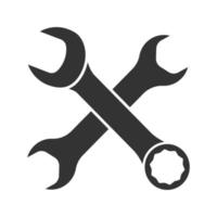 icône de glyphe de clés croisées. symbole de la silhouette. clés à fourche doubles et clés mixtes. espace négatif. illustration vectorielle isolée vecteur