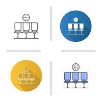 icône de la salle d'attente. aéroport, bus ou gare. design plat, styles linéaires et de couleur. illustrations vectorielles isolées vecteur