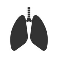 icône de glyphe de poumons humains. anatomie du système respiratoire. symbole de la silhouette. espace négatif. illustration vectorielle isolée vecteur