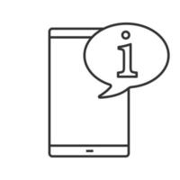 smartphone avec icône linéaire de bulle de parole. illustration de la ligne mince. chat d'informations. symbole de contour. dessin de contour isolé de vecteur