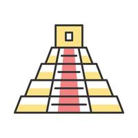 icône de couleur pyramide mexicaine. teotihuacan. pyramide maya. escaliers vers le haut. illustration vectorielle isolée vecteur