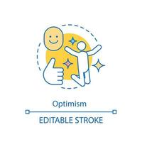 icône de concept d'optimisme. bonne humeur. profiter de la vie. espoir et confiance. bonheur, illustration de ligne mince idée amusante. dessin de contour isolé de vecteur. trait modifiable vecteur