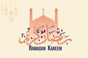 ramadan kareem en calligraphie arabe salutations avec moque islamique et décoration, traduit joyeux ramadan vous pouvez l'utiliser pour carte de voeux, calendrier, dépliant et affiche - illustration vectorielle