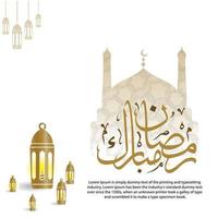 ramadan kareem en calligraphie arabe salutations avec moque islamique et décoration, traduit joyeux ramadan vous pouvez l'utiliser pour carte de voeux, calendrier, dépliant et affiche - illustration vectorielle