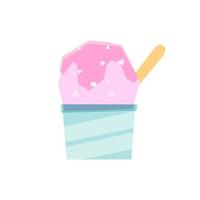 image isolée de crème glacée dans une tasse de papier bleu. crème glacée rose saupoudrée de garniture sucrée. logo, conception de cartes postales, médias sociaux.
