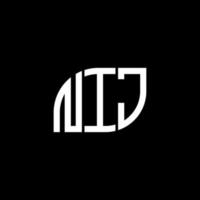 création de logo de lettre nij sur fond noir. concept de logo de lettre initiales créatives nj. conception de lettre nij. vecteur