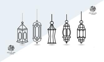 ensembles d'icônes de lampe islamique fotograami vecteur