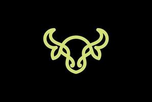 dessin au trait d'angus bovins taureau buffle longhorn monogramme logo design vecteur