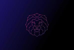 tête de lion futuriste tech circuit imprimé logo design vecteur
