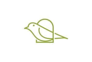 vecteur de conception de logo de style d'art en ligne d'oiseau canari canari chantant minimaliste simple