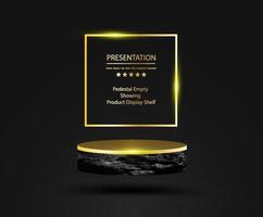 vecteur podium pierre noire et plates-formes dorées pour la conception d'affichage de présentation de produit vitrine, plates-formes concept d'idées cosmétiques et de mode