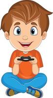 dessin animé petit garçon jouant au jeu vidéo vecteur